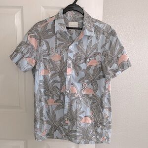 American Eagle - Mens Size S - Flamingo Button Down Short Sleeve Flex Shirt